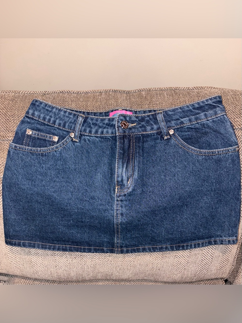 Edikted Blue Denim Mini Skirt